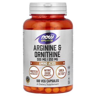 L-ARGININA 500 mg i L-ORNITYNA 250 mg – NOW Foods